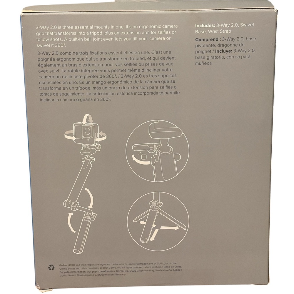 GoPro 3-Way 2.0 Tripod Grip Arm - Black and Blue - Picture 2 of 9